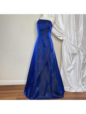 Vintage Morgan Co Prom Dress Size 7/8 Blue Beaded Princess Fairy Maxi Gown 90s